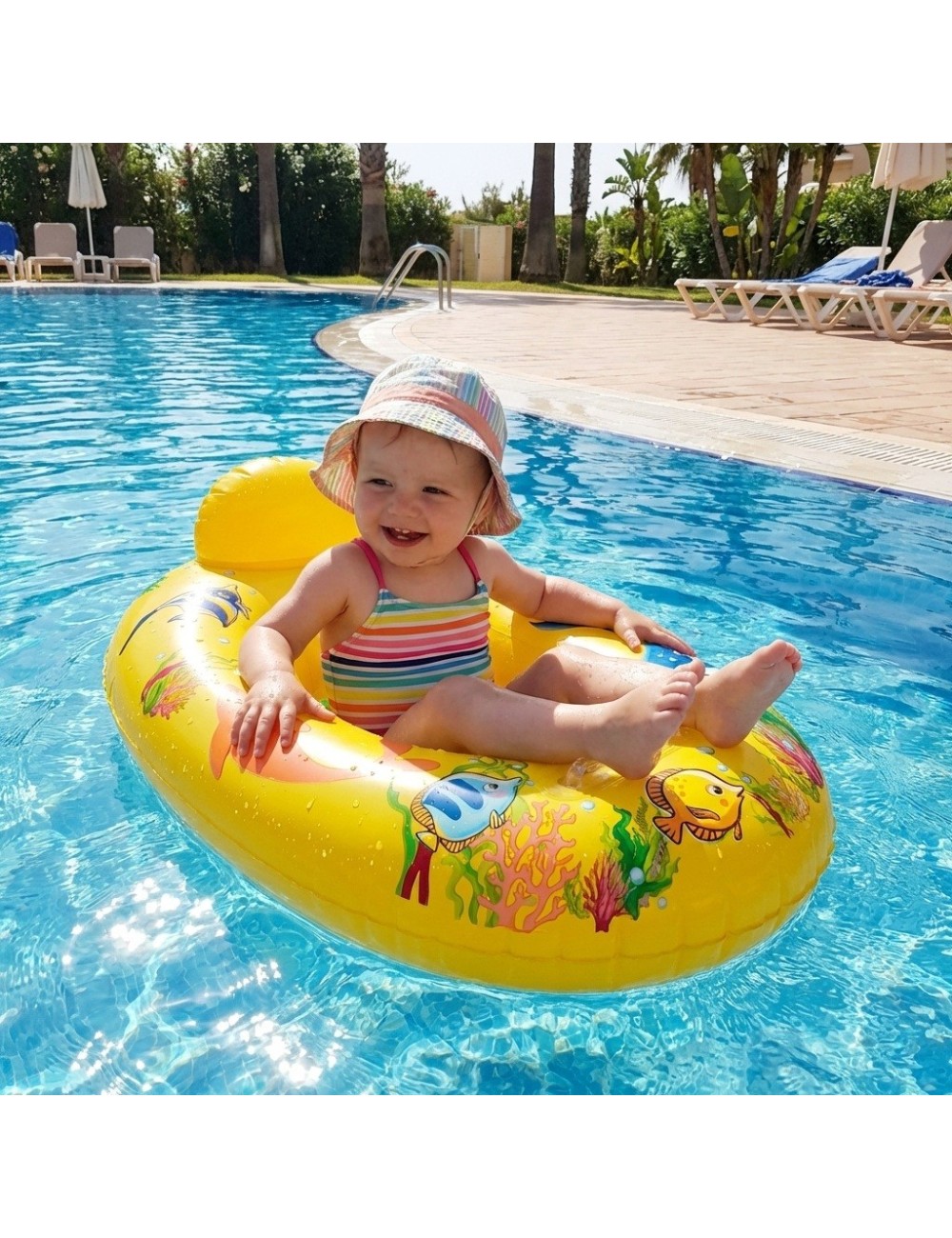 Flotador Inflable Barca Con Asiento Bebé Diseño Marino