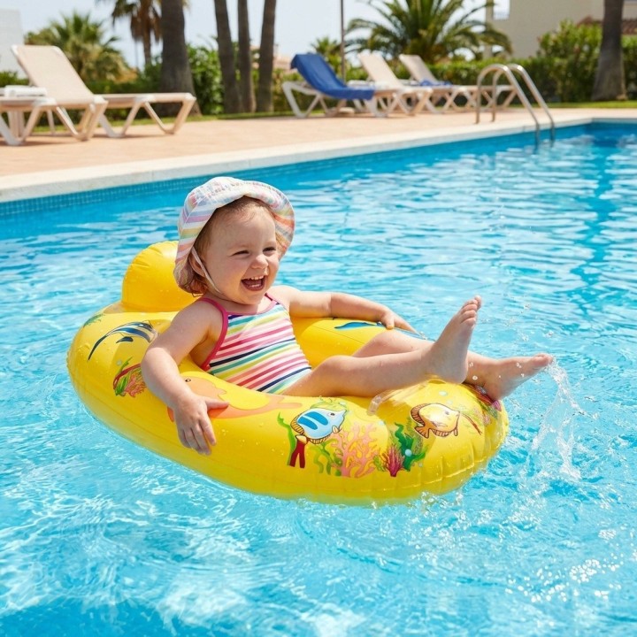 Flotador Inflable Barca Con Asiento Bebé Diseño Marino