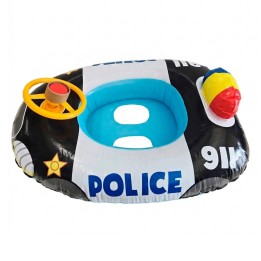 Flotador Inflable Barca De Policía Con Timón Para Niños 911