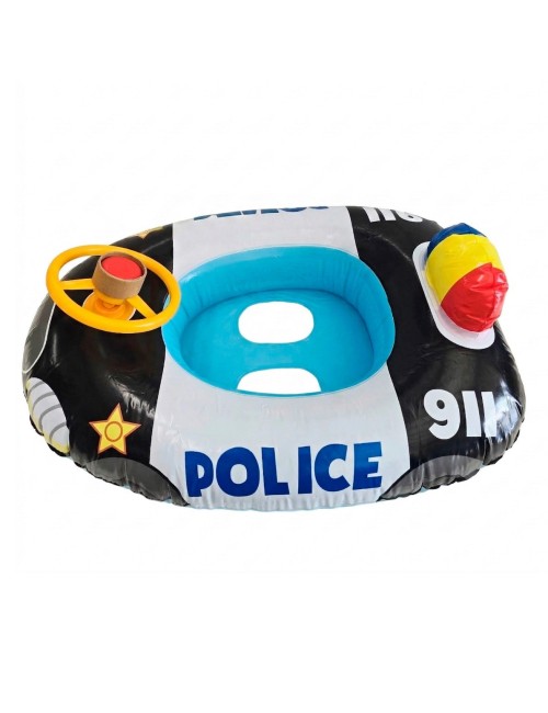 Flotador Inflable Barca De Policía Con Timón Para Niños 911