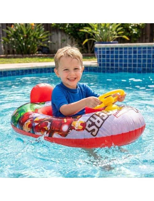 Flotador Inflable Barca Con Timón Para Niños Diseño Comics