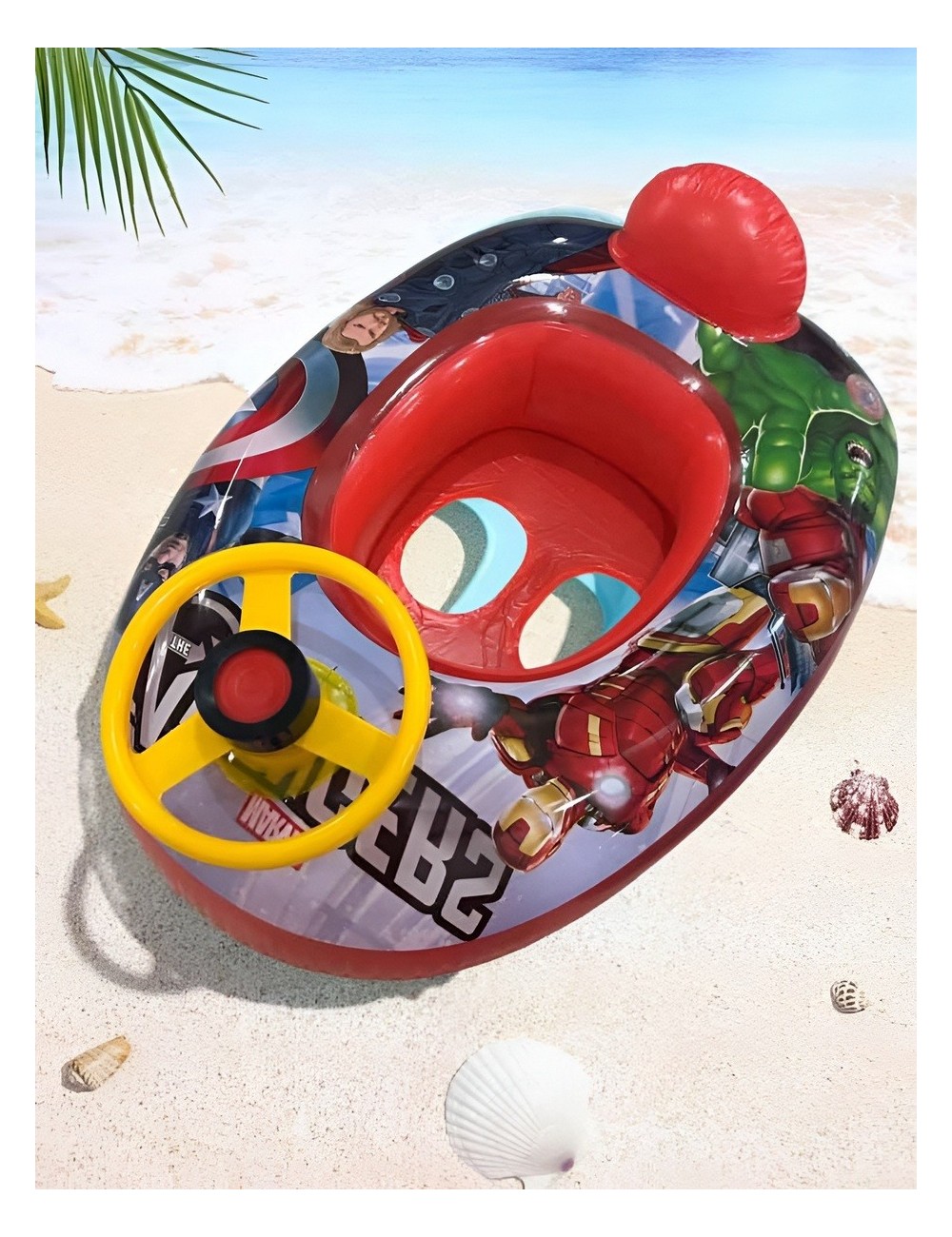 Flotador Inflable Barca Con Timón Para Niños Diseño Comics