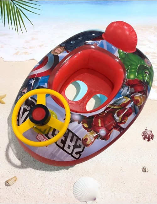Flotador Inflable Barca Con Timón Para Niños Diseño Comics