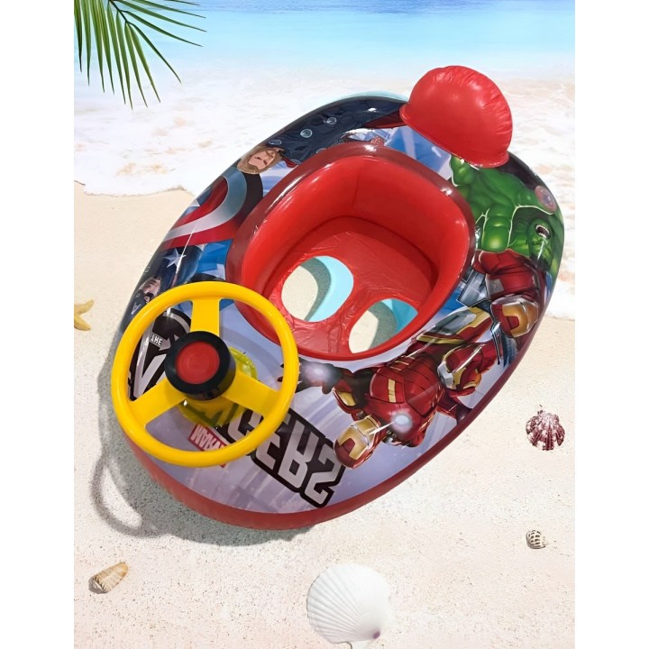 Flotador Inflable Barca Con Timón Para Niños Diseño Comics
