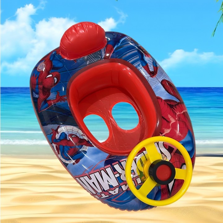 Flotador Inflable Barca Con Timón Para Niños Diseño Comics