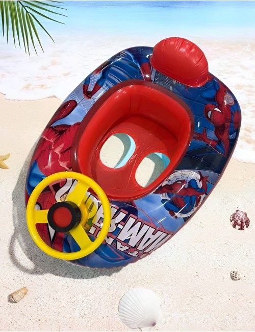 Flotador Inflable Barca Con Timón Para Niños Diseño Comics