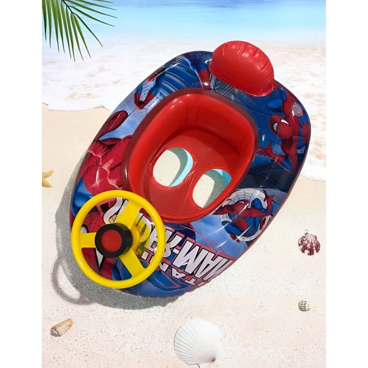 Flotador Inflable Barca Con Timón Para Niños Diseño Comics