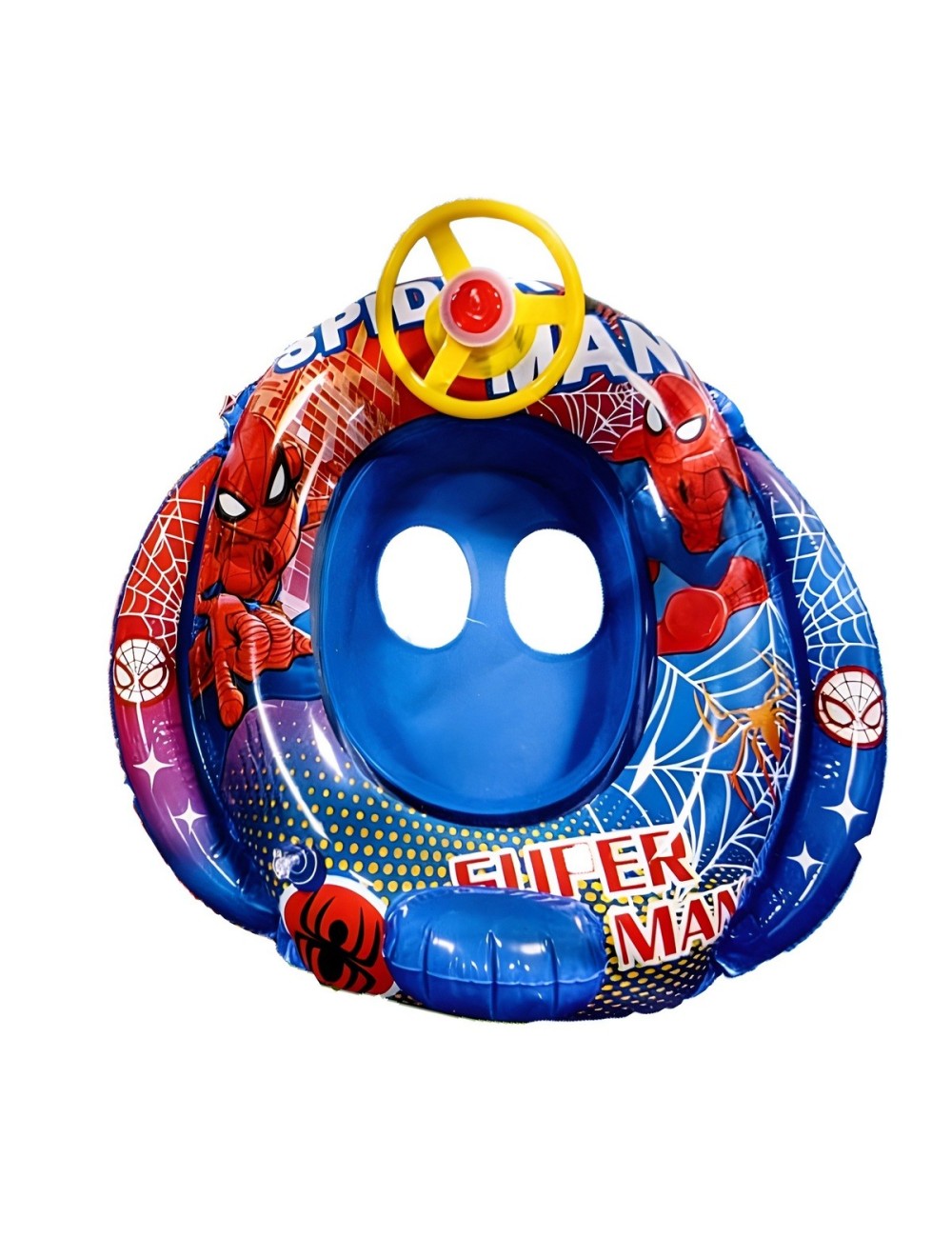 Flotador Inflable Barca Con Timón Superhéroe Para Niños Bebé