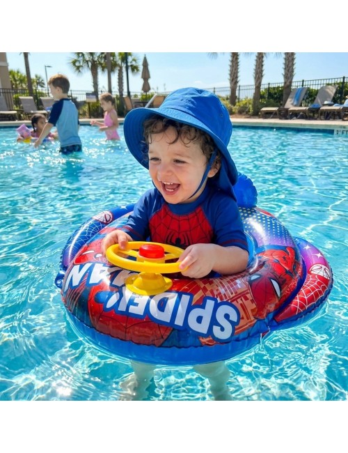 Flotador Inflable Barca Con Timón Superhéroe Para Niños Bebé