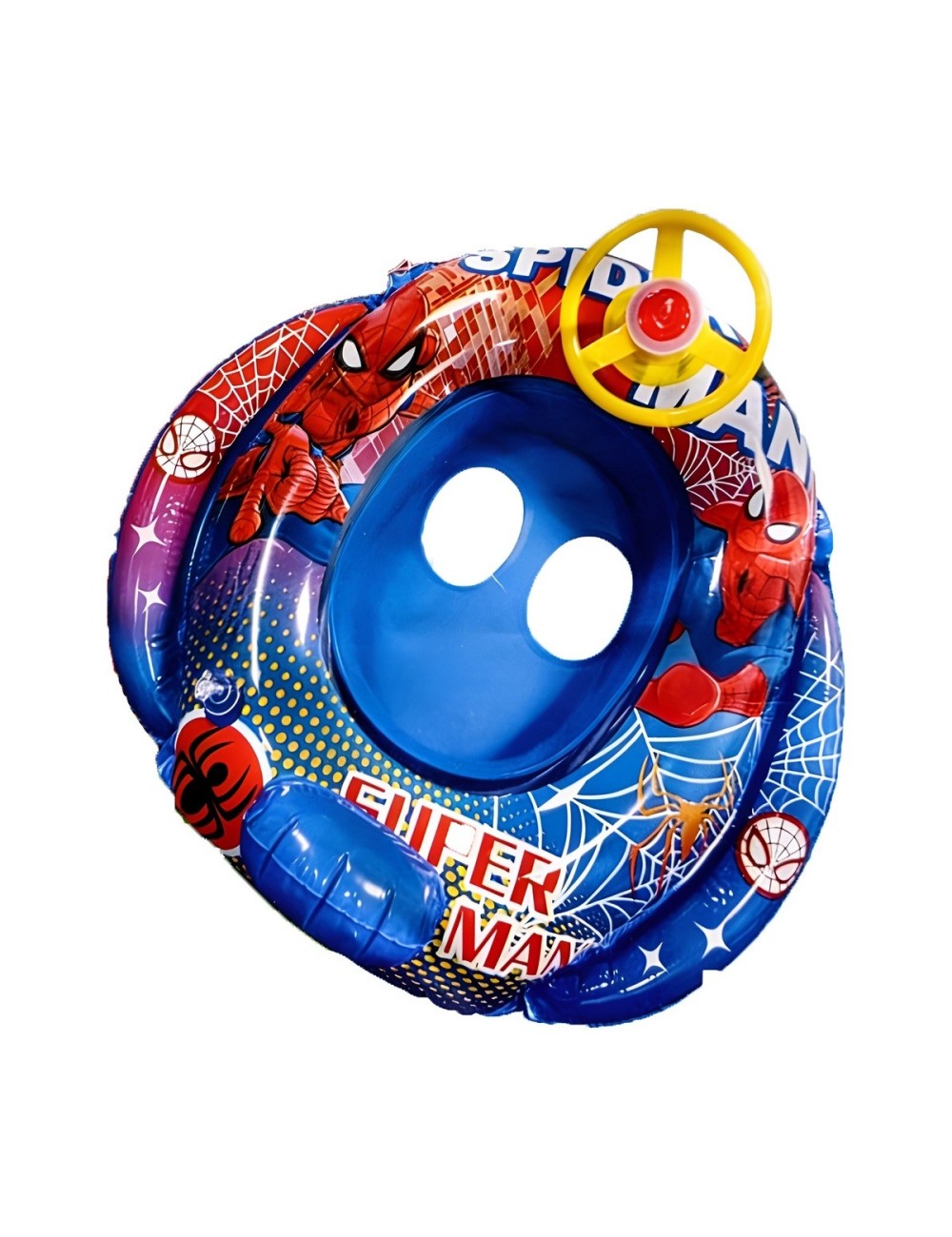 Flotador Inflable Barca Con Timón Superhéroe Para Niños Bebé