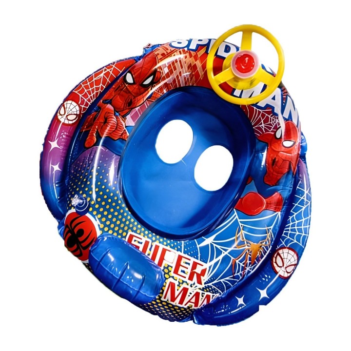 Flotador Inflable Barca Con Timón Superhéroe Para Niños Bebé