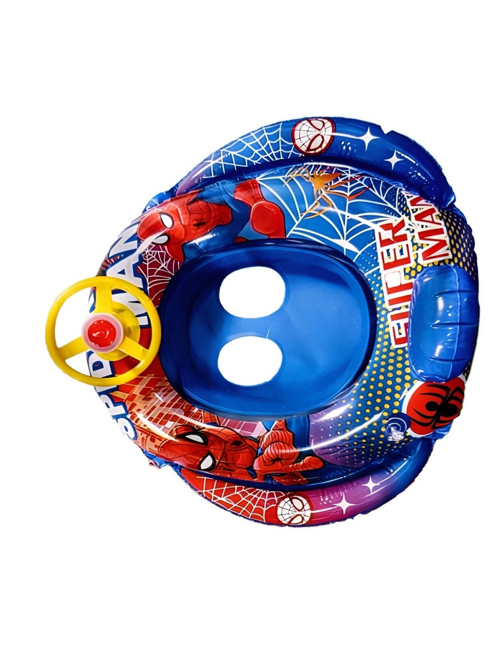Flotador Inflable Barca Con Timón Superhéroe Para Niños Bebé