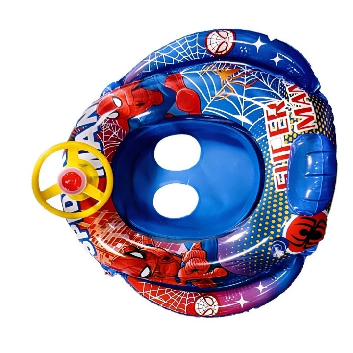 Flotador Inflable Barca Con Timón Superhéroe Para Niños Bebé