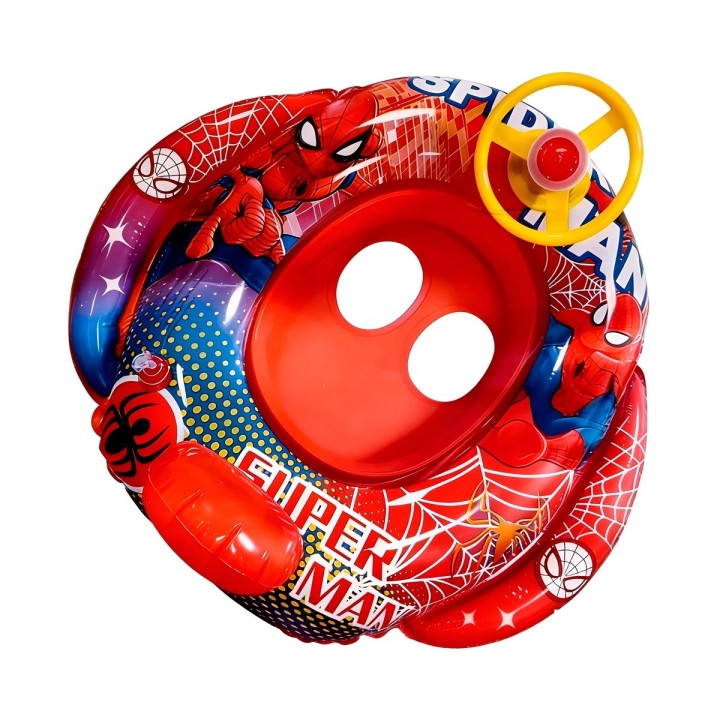 Flotador Inflable Barca Con Timón Superhéroe Para Niños Bebé