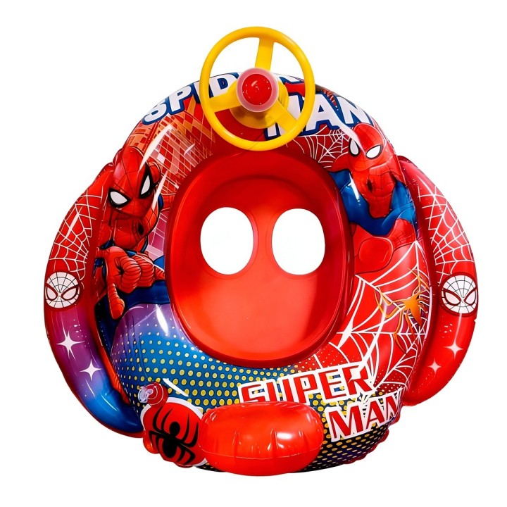 Flotador Inflable Barca Con Timón Superhéroe Para Niños Bebé