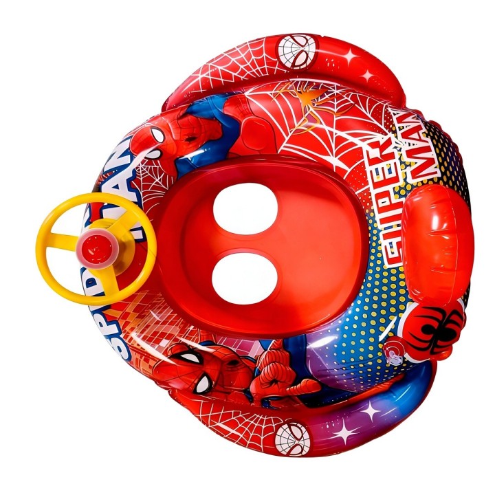 Flotador Inflable Barca Con Timón Superhéroe Para Niños Bebé