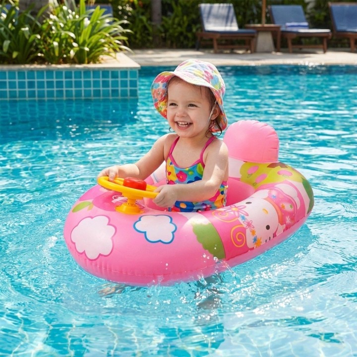 Flotador Inflable Barca Con Timón Para Niños Diseños Figuras