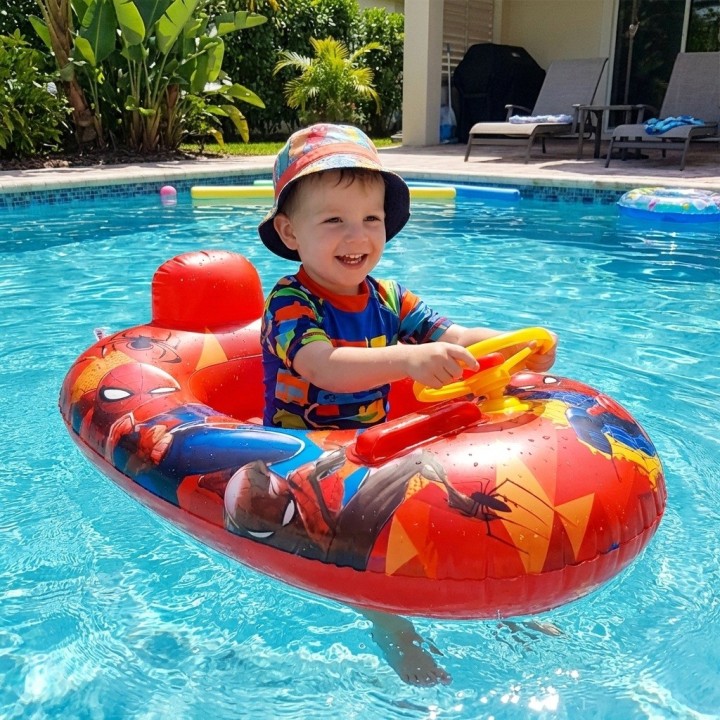 Flotador Inflable Barca Con Timón Para Niños Diseños Figuras