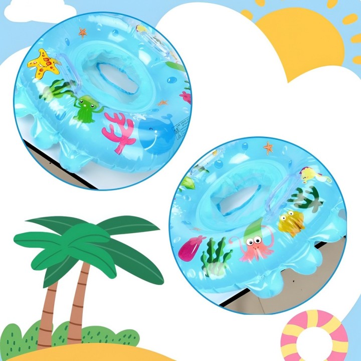 Flotador Inflable Bebé Con Asiento Y Mangos Diseño Cangrejo