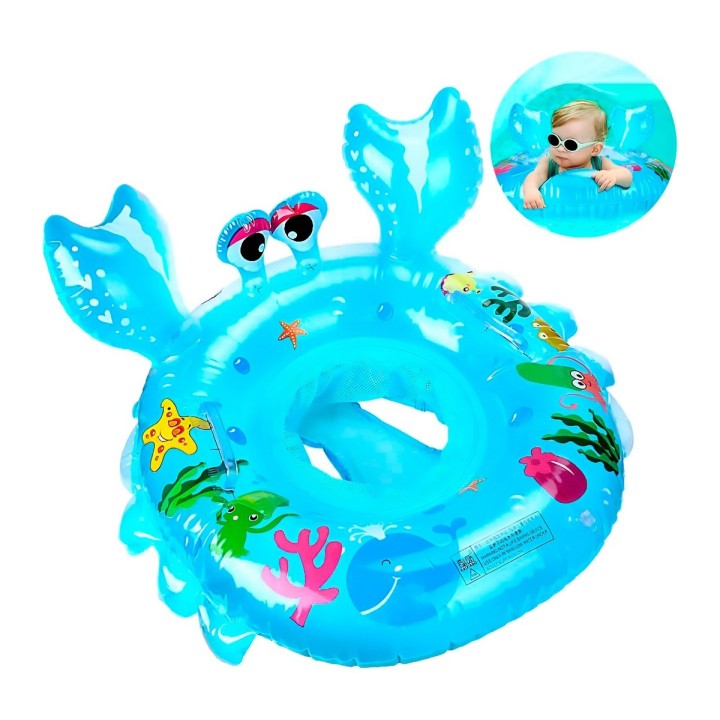 Flotador Inflable Bebé Con Asiento Y Mangos Diseño Cangrejo