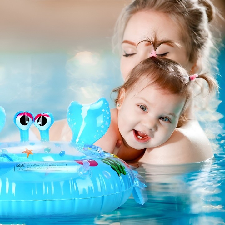 Flotador Inflable Bebé Con Asiento Y Mangos Diseño Cangrejo