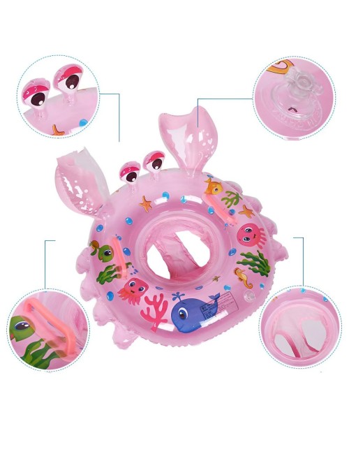 Flotador Inflable Bebé Con Asiento Y Mangos Diseño Cangrejo