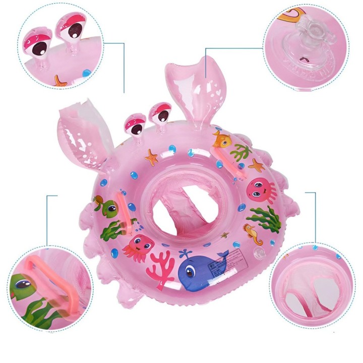Flotador Inflable Bebé Con Asiento Y Mangos Diseño Cangrejo