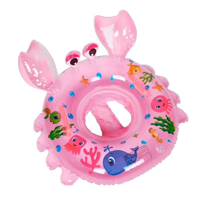 Flotador Inflable Bebé Con Asiento Y Mangos Diseño Cangrejo