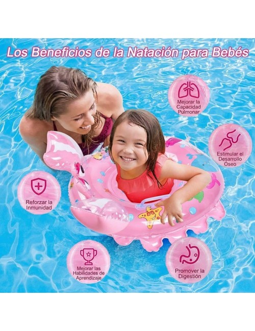 Flotador Inflable Bebé Con Asiento Y Mangos Diseño Cangrejo