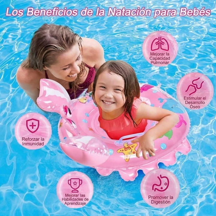 Flotador Inflable Bebé Con Asiento Y Mangos Diseño Cangrejo