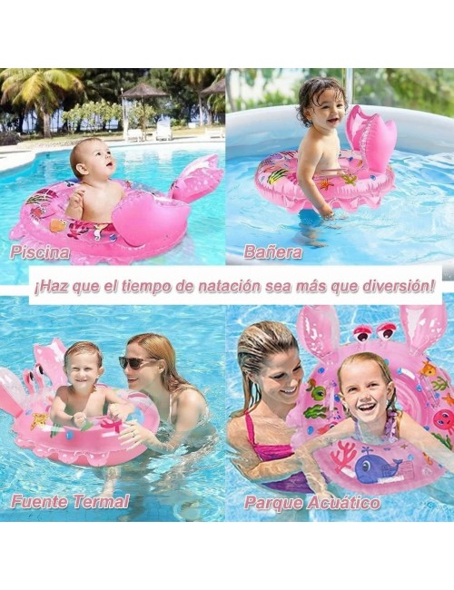 Flotador Inflable Bebé Con Asiento Y Mangos Diseño Cangrejo