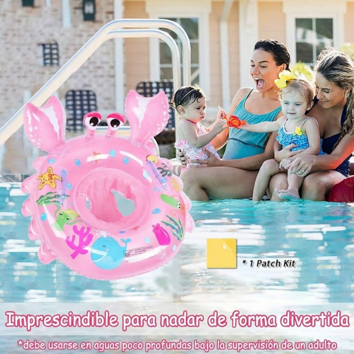 Flotador Inflable Bebé Con Asiento Y Mangos Diseño Cangrejo