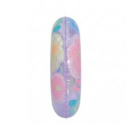 Flotador Inflable Dona Transparente Flores Con Brillos 90cm