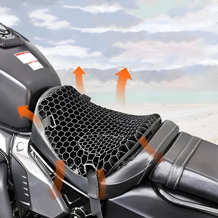 Cojin Asiento Moto Gel Siliconado Antiescaras Transpirable