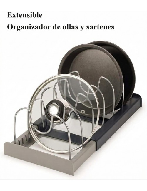 Organizador Estante Extensible Olla Tapas Sartenes Ajustable