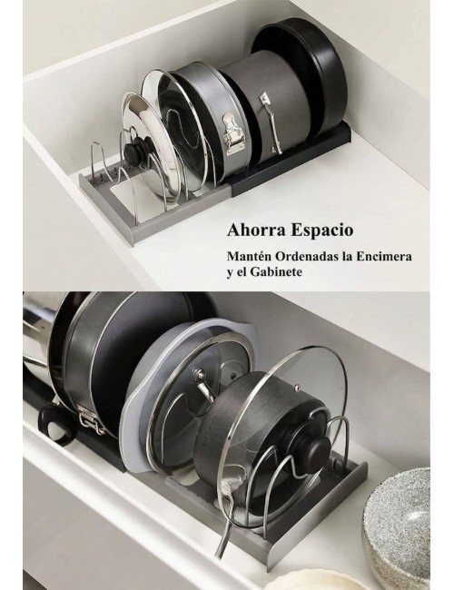 Organizador Estante Extensible Olla Tapas Sartenes Ajustable