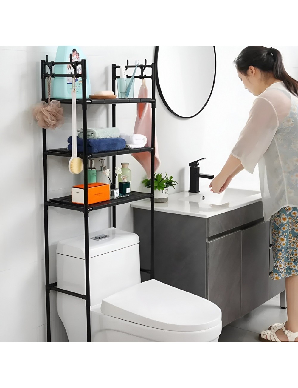 Organizador Estante Multiusos Baño Sobre Inodoro 3 Niveles