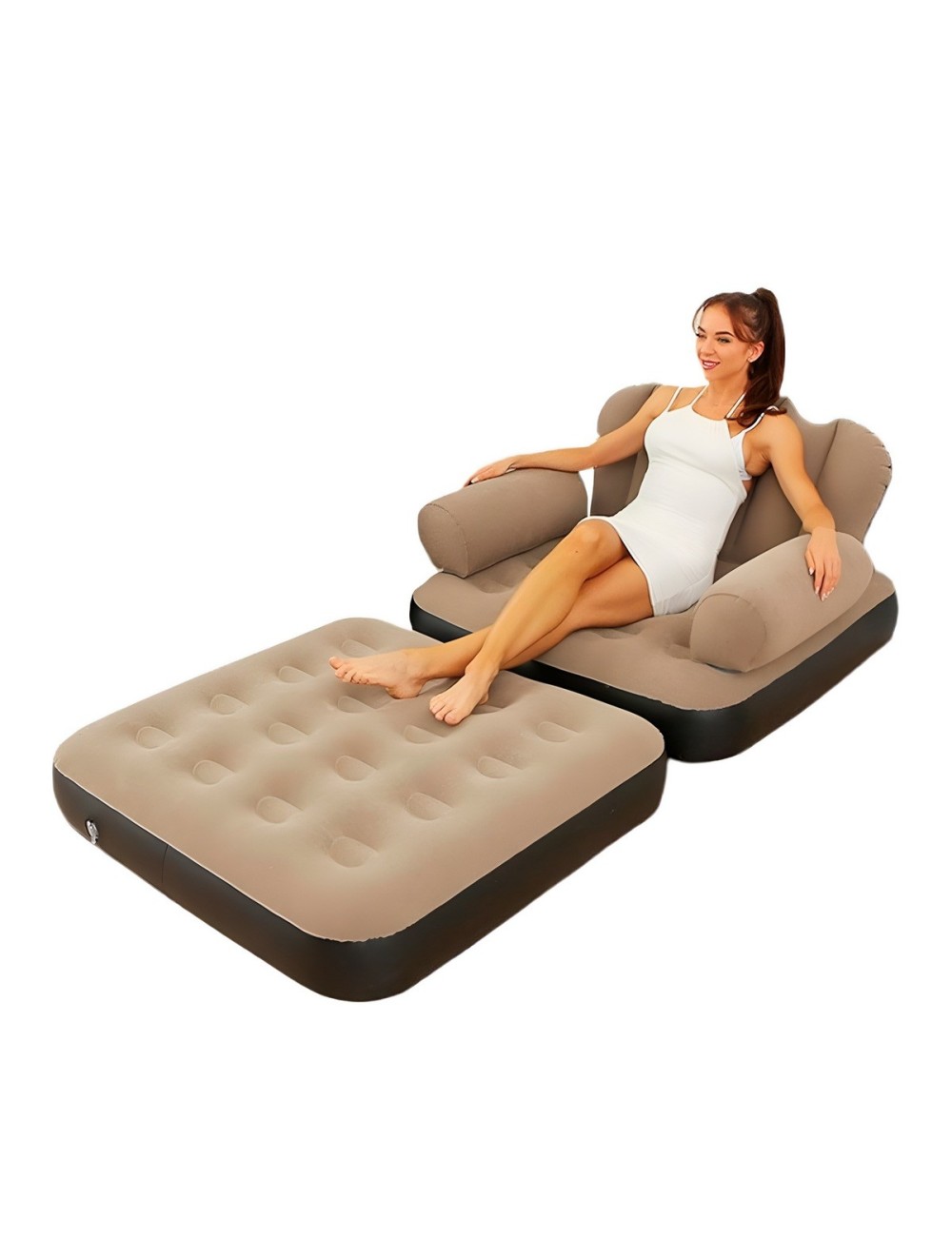 Sofa Cama Inflable Convertible Individual Sillon Puff 2 En 1