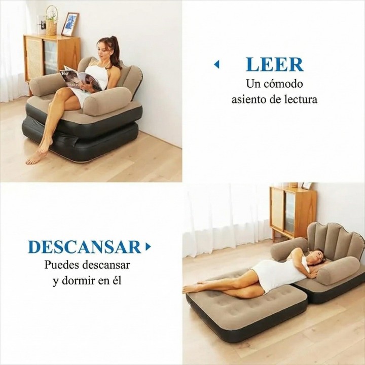Sofa Cama Inflable Convertible Individual Sillon Puff 2 En 1