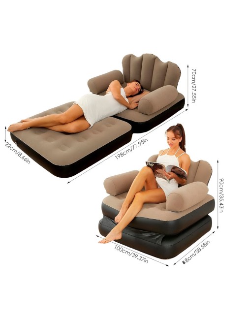 Sofa Cama Inflable Convertible Individual Sillon Puff 2 En 1