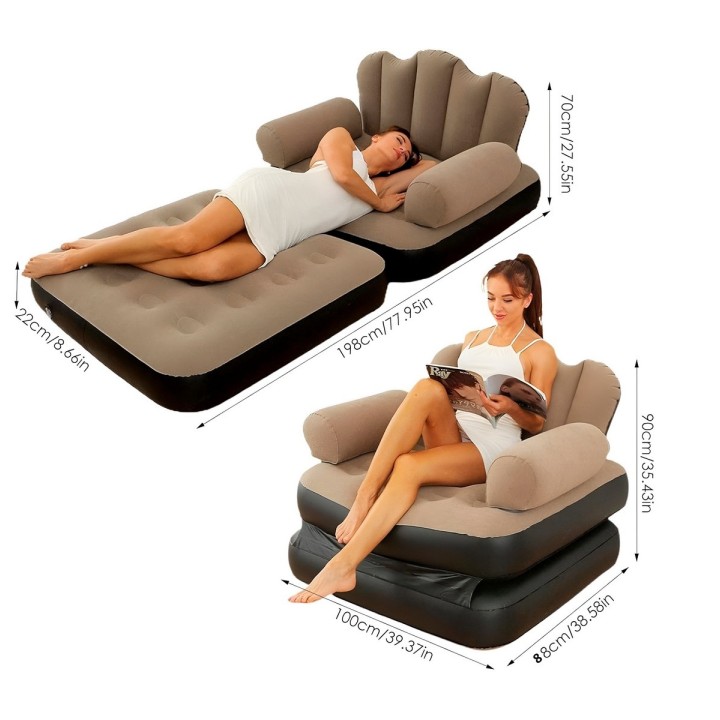 Sofa Cama Inflable Convertible Individual Sillon Puff 2 En 1