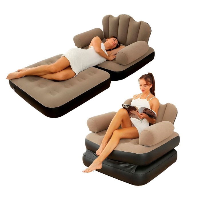 Sofa Cama Inflable Convertible Individual Sillon Puff 2 En 1