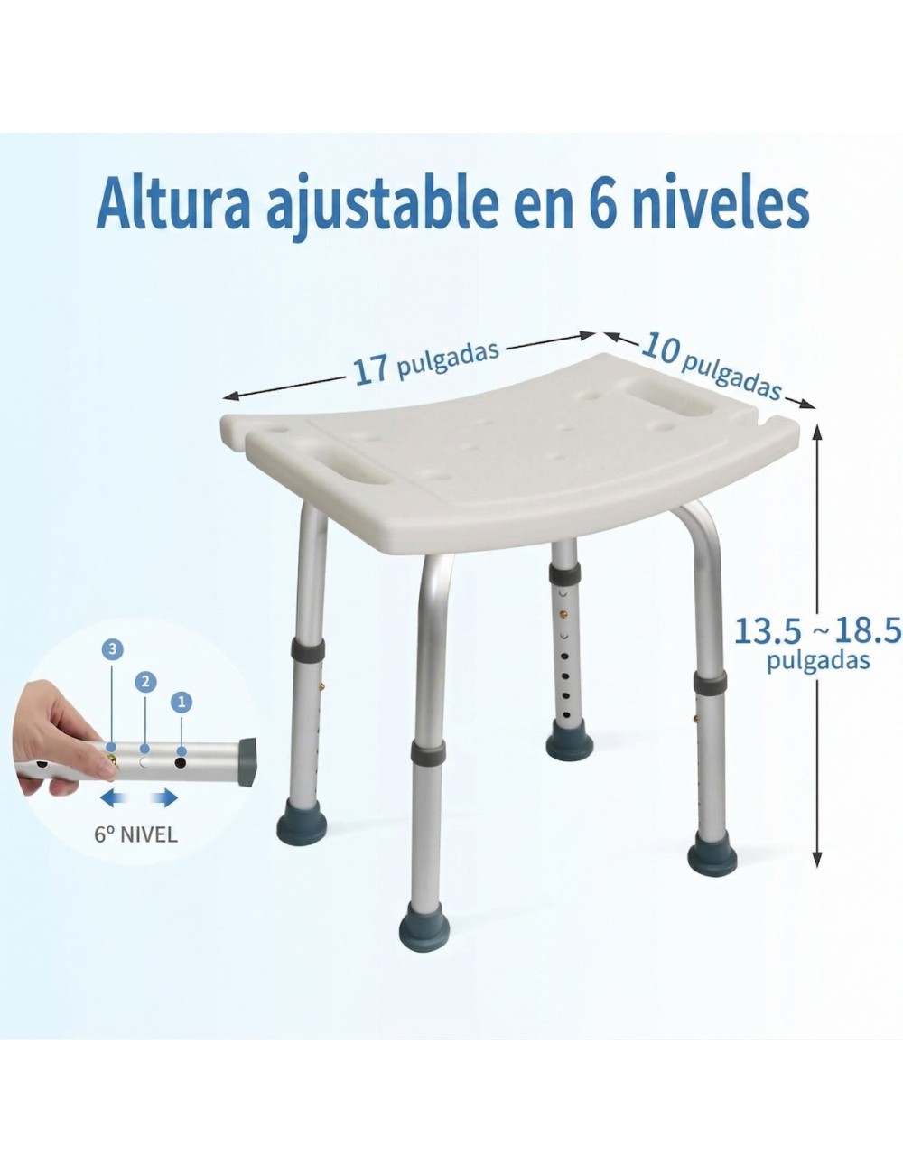 Silla Banco Para Ducha Baño Altura Ajustable Adulto Mayor
