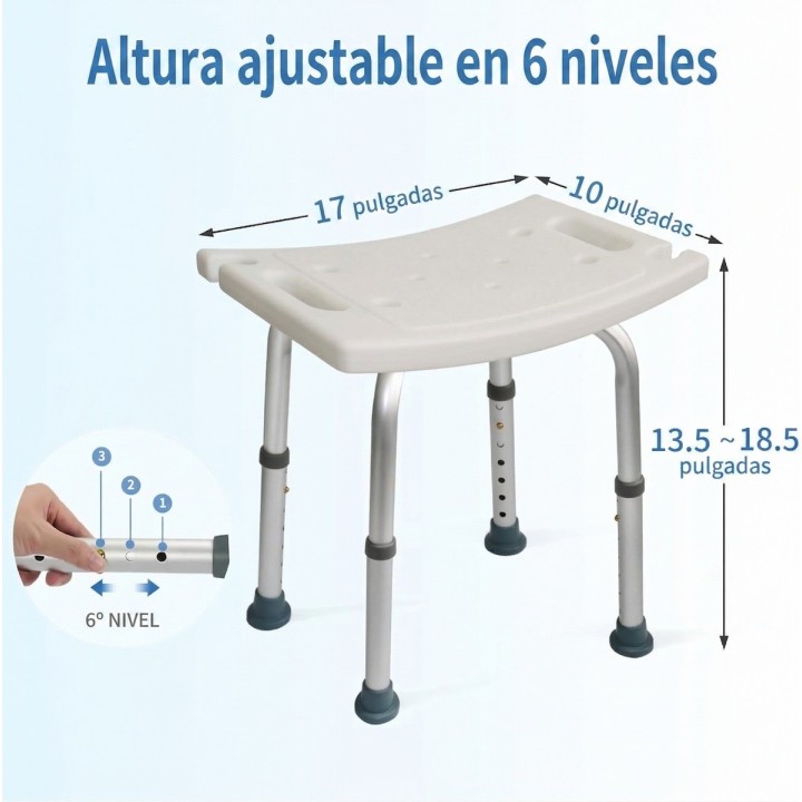 Silla Banco Para Ducha Baño Altura Ajustable Adulto Mayor