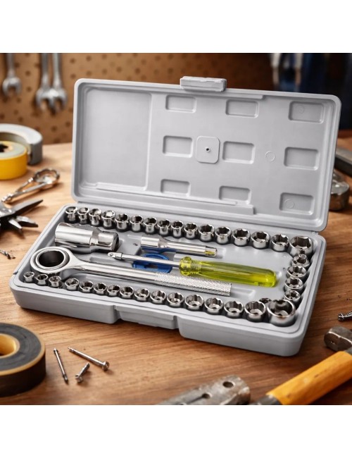 Set Kit Herramientas Copas Rachet 40 Piezas Estuche Maletin