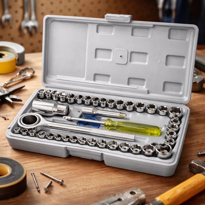 Set Kit Herramientas Copas Rachet 40 Piezas Estuche Maletin