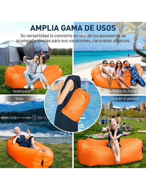 Sofa Inflable Lazy Bag Tumbona Portatil Camping Playa Jardin