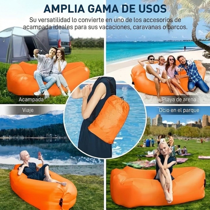 Sofa Inflable Lazy Bag Tumbona Portatil Camping Playa Jardin