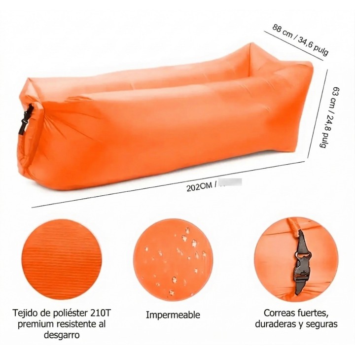 Sofa Inflable Lazy Bag Tumbona Portatil Camping Playa Jardin