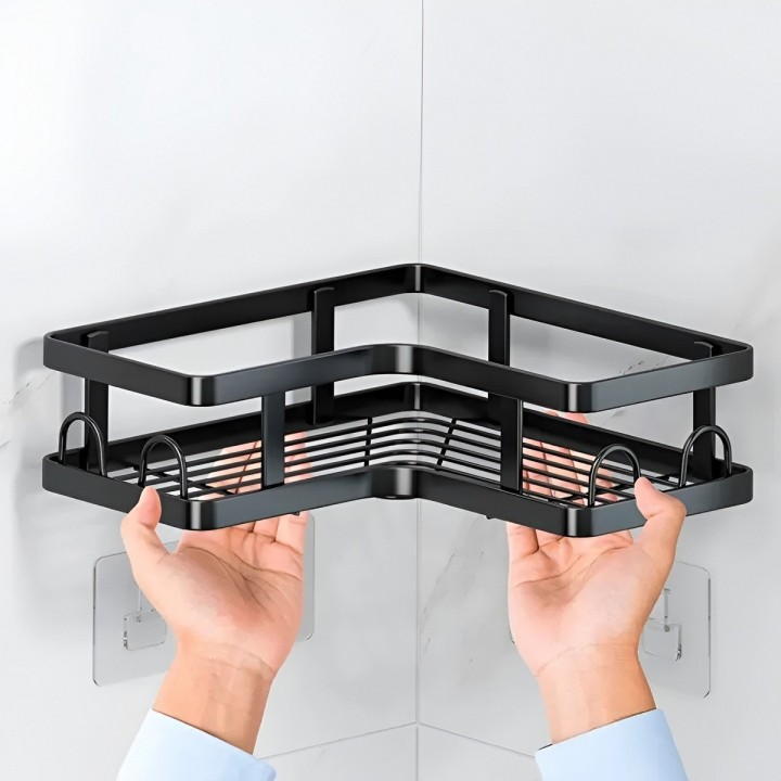 Set Organizador Baño Cocina Esquinero Adhesivo Negro 5 Pcs